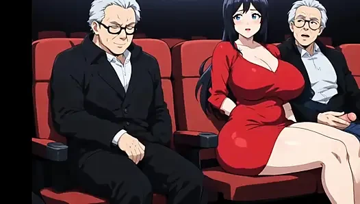 The three of them at a public movie theater ( AI generated )