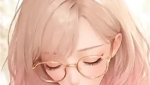 AI anime strebsames mädchen blowjob und sperma im mund