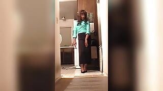 Vintage Jhazmeena - Green Blouse & Long Black Pencil Skirt