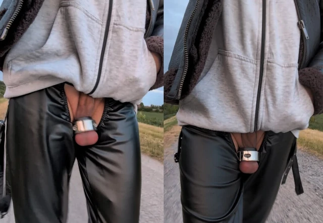 Man presents his balls & ballstretcher in public