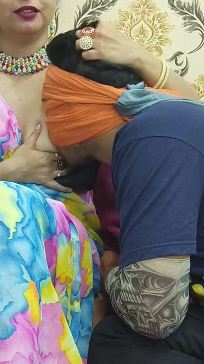 Epic moment from "Indian Desi Step Mom Big Boobed Help stepson to Quit Smoking and give him sex pleasure in Hindi"