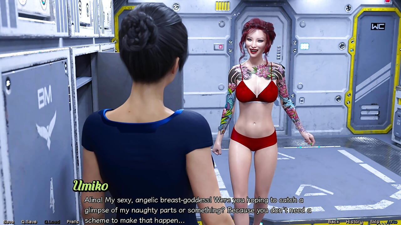 宇宙に取り残された - ストリッパーのミルフが大きな胸を見せる