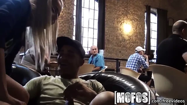 Mofos - Young couple fuck in cafe in public