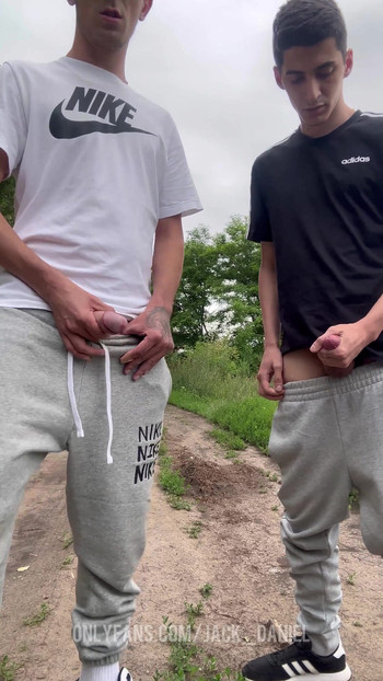 Jaw-dropping moment from "STRAIGHT DUDES HANDJOBS OUTDOOR"