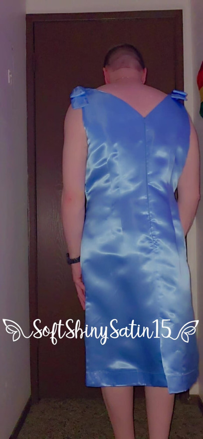 Fabulous New Baby Blue Acetate Satin Dress!!!