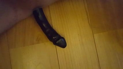 12 inch black dildo deep inside
