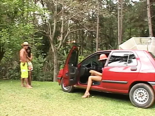 Sexy whore gets all her holes fucked and licked sexy slut pussy outside