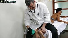 Gay doctor bareback fucks Asian twink after anal check