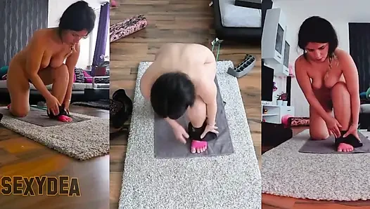 Get Hot and Sweaty with Me in Triple Cam View Naked Workout!