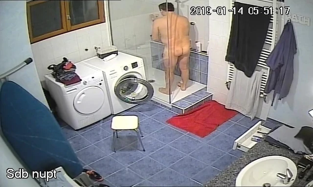 Husband taking a shower