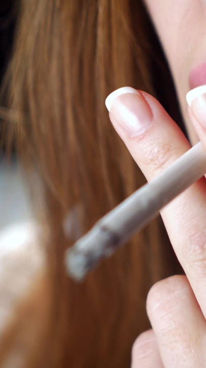 Soft Russian Beauty Smoking Cigarette Calm Moments