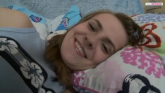 Blonde teen gets anal fucked with large cock and moans loudly