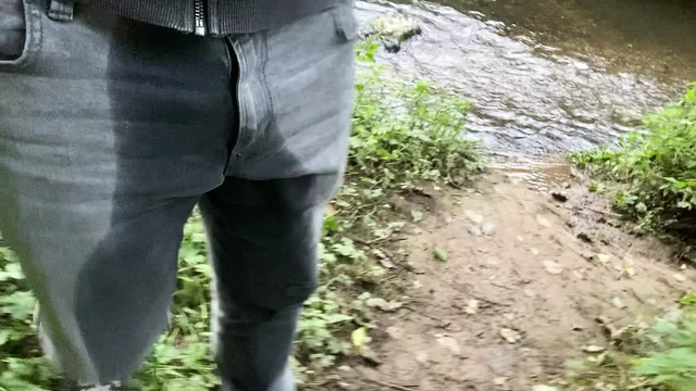 Walking into a river fully clothed and piss wet