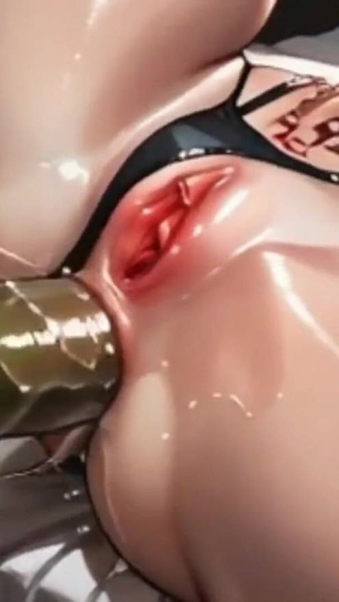 Chained slut with red hair gets fucked in the ass hard (AI) | Clip 1