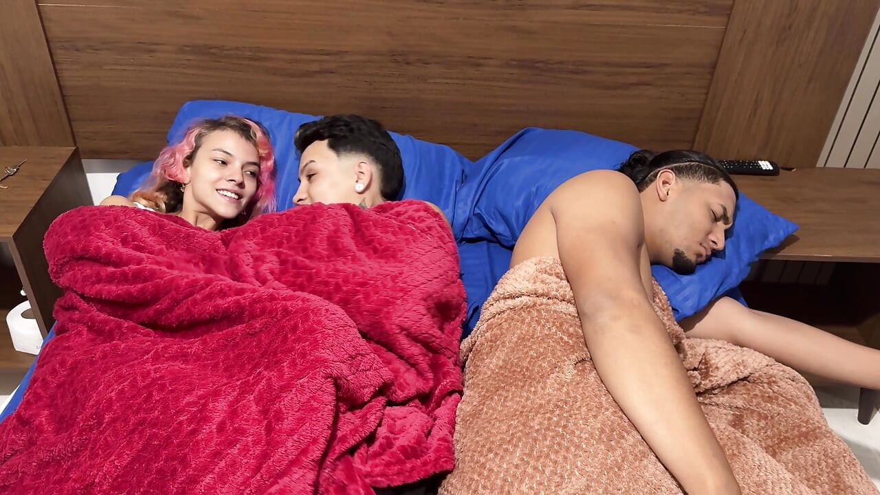 Hot stepbrother couple have sex while their stepfather is not watching.