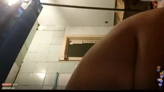 Brunette in shower nipslip on Periscope