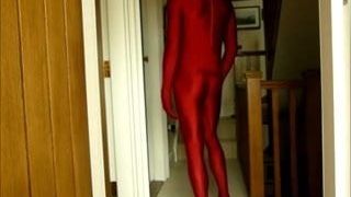 Roter Morphsuit aus Spandex und Spandex