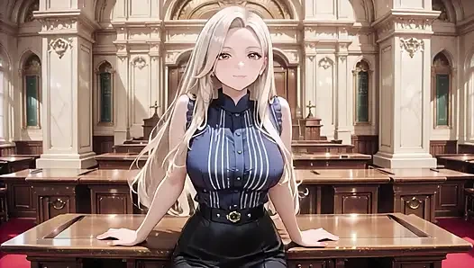 Sexy bibliotheksdame kann sich nach der arbeit nicht zurückhalten! Elegantes attire off für geöltes wildes cowgirl