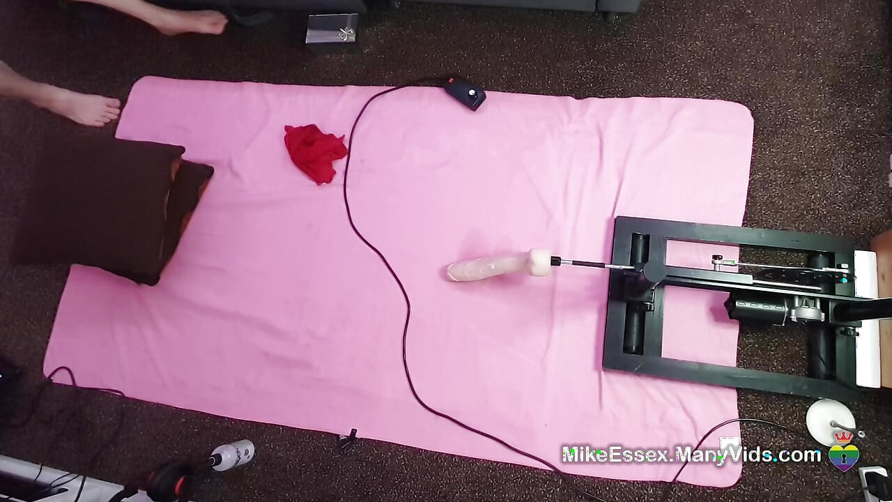 Mike Essex locked in Chastity and fucked with huge dildo