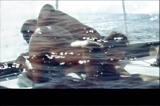 Hot threesome in a boat for two young sluts sucking the cock of the owner
