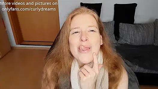 Curly_Dreams Cumshot for sore throat - Squirt in my face before your wife comes home