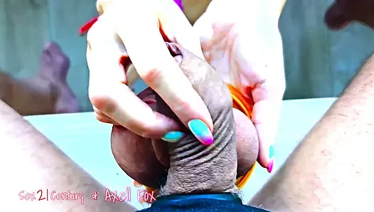 Submissive and Dominant Blonde Axell Serves a Big Handsome Man's Dick. Cock Fetish. Fuck Rings Handjob.