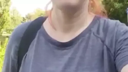 Pregnant mom flashing outside in public