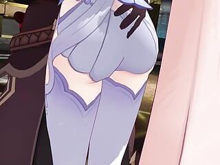 Genshin Impact - Kokomi - sexo sexy na coxa