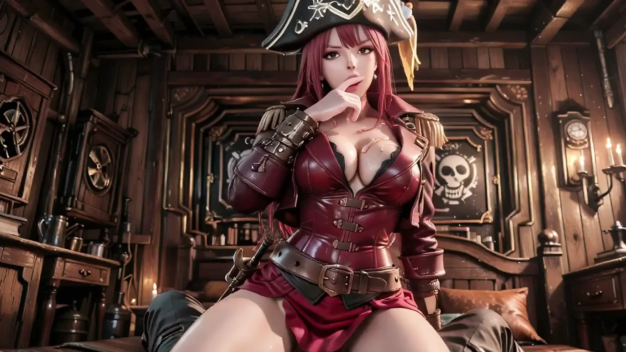 Redhead Pirate Queen! Lazy Goddess in the Gold Hold. Kneeling Gaze is Insane!