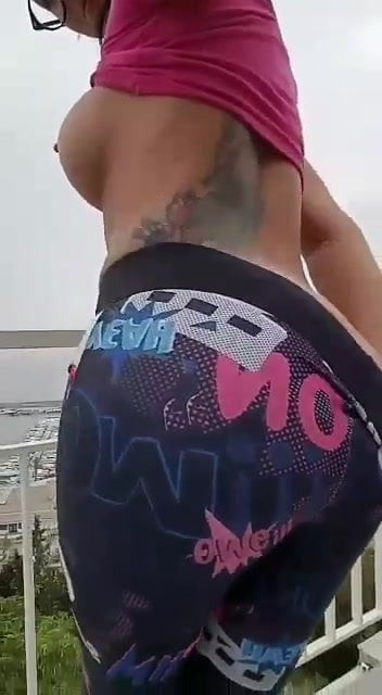 Spanish girl horny on rooftop