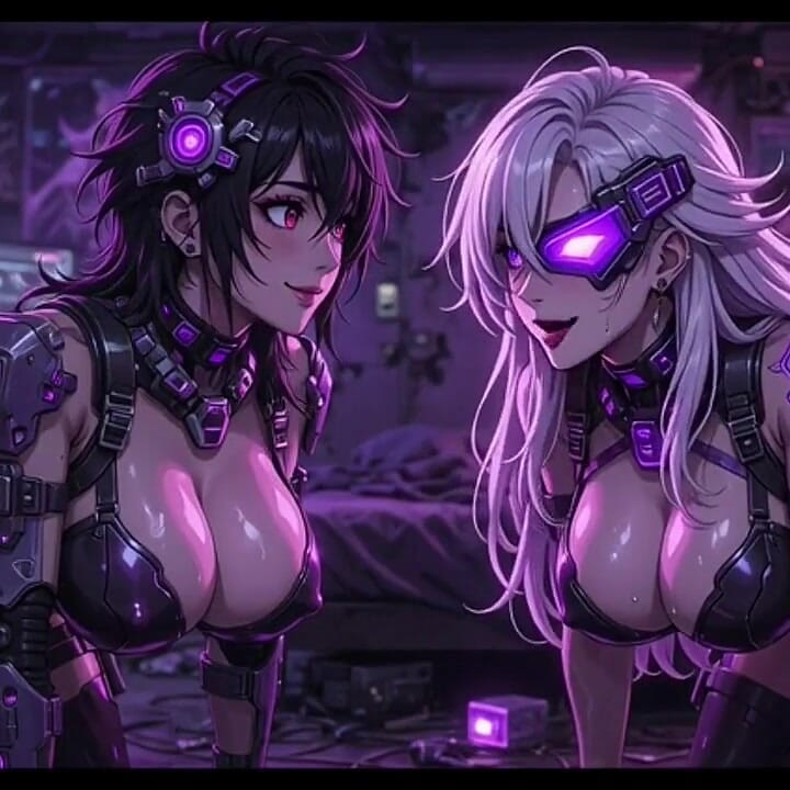 Cyberpunk Fun Girls in Their Room, Ai Animation