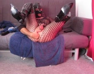 Anal fist, dildo fucking, cumshot in thigh boots and catsuit