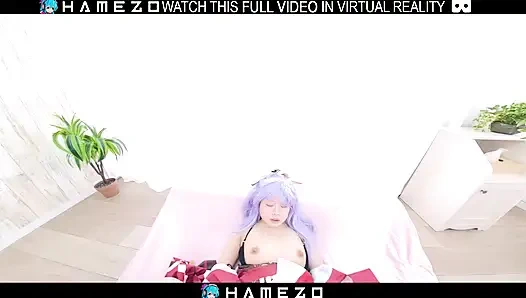 Seksi Japon kız Cocona Himekawa sanal gerçeklikte erkek arkadaşını memnun ediyor.