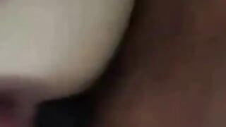 Sticking my whole dick up her ass and pussy and wetting it with spit