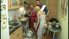 Blond threesome with plumbers