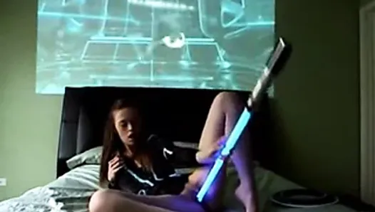Young 18 Year old fucks her  lightsaber 2