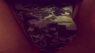playing with my bulge in a camo thong