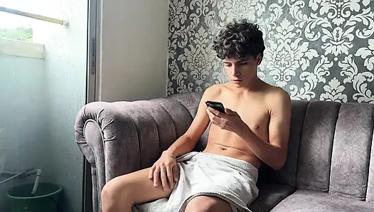 I discover that my stepson is a jerk and I help him control the urge with my rich ass