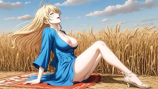 Naked Nymph in Wheat: Masturbation and Rear-Entry Ravishing