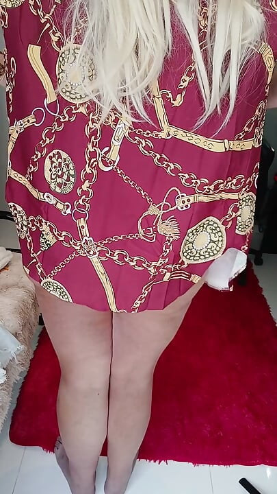 Wearing a Little Dress and String Bikini Bottoms, Leaving a Little Cum in My Panties at the End