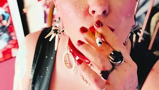 A Smoking Mistress, Tina Snua, Smoking 2 Cigarettes Tip To Tail - Drifting  OMI OME snap Inhales