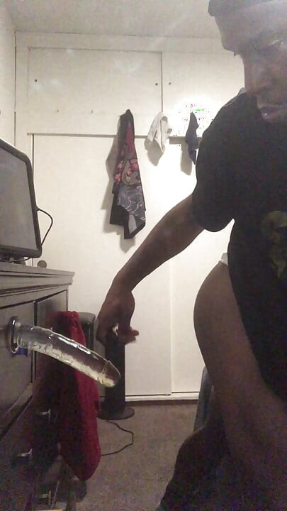 Black Ass Wearing Submissive Thong Playing with Toys