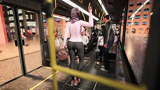 Yasmin wird von einer gruppe von fremden im öffentlichen bus-sex gefickt