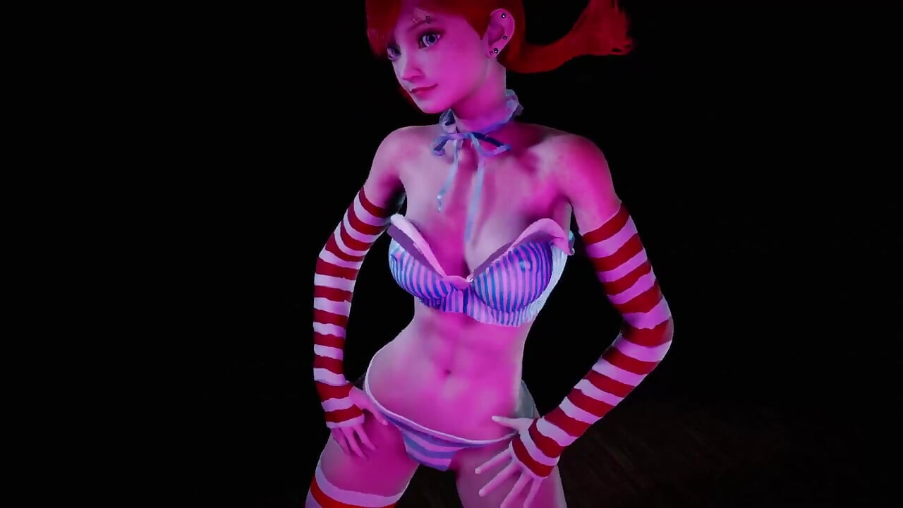 Punapäinen tyttö letit tanssii : 3D Hentai