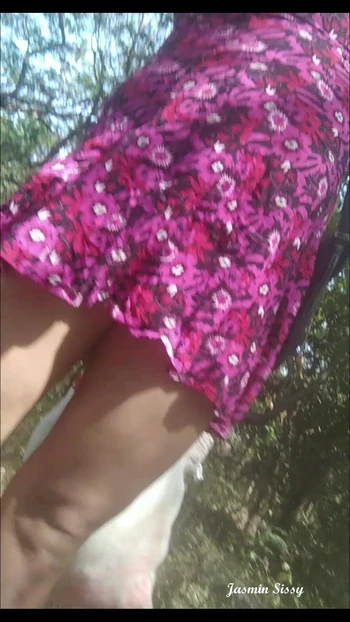 Jasmin Crossy Flashing Hot Legs & Thighs from Pink Baby Doll Dress