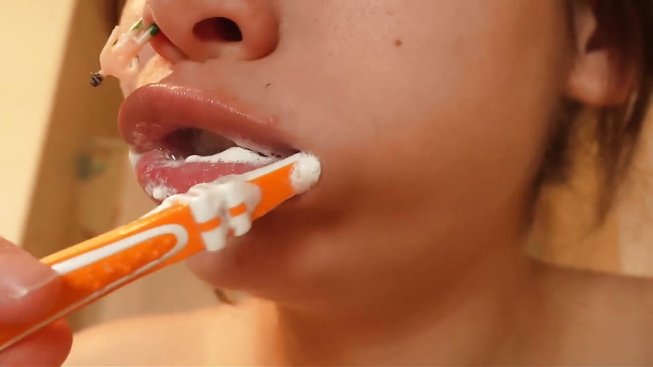 Giantess Stepsister Talks to Tiny Stepbrother About Watching Him Brush His Teeth and Then After Watching Him Use