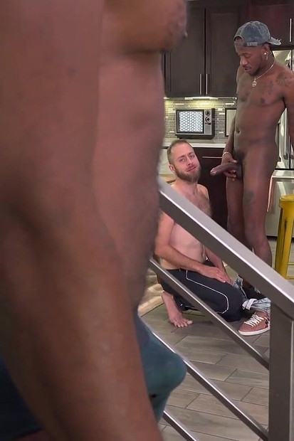 Roommates have hot gay interracial threesome