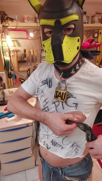 Pig Slut Whore Titten-Sau Huge Big Cock Cum shot in Workshop | Clip 2