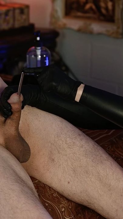 Male Slave Sounding and Ball Busting