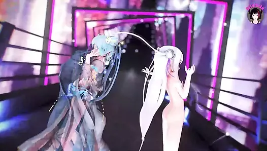 Emilia x Miku - Sexy Dance (3D HENTAI)